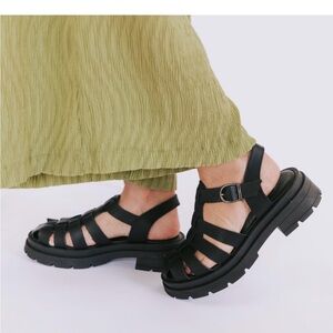 Free People Black Delaney Chunky Fisherman Sandals